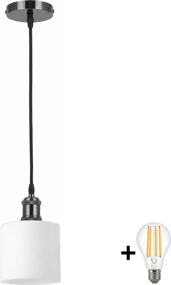 BRILAGI - Lustră LED suspendată pe cablu RETRO GLASS 1xE27/60W/230V Ø 10 cm negru/alb