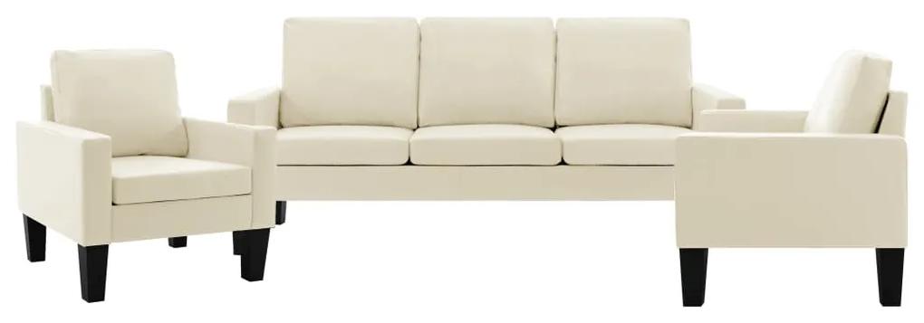 vidaXL Set de canapele, 3 piese, crem, piele ecologică