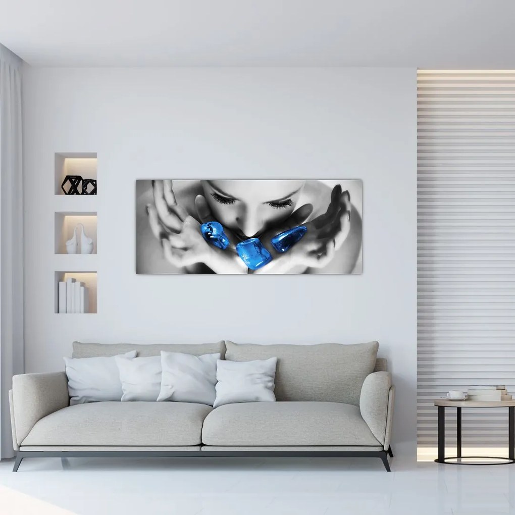 Tablou cu portretul femeii cu pietre (120x50 cm)