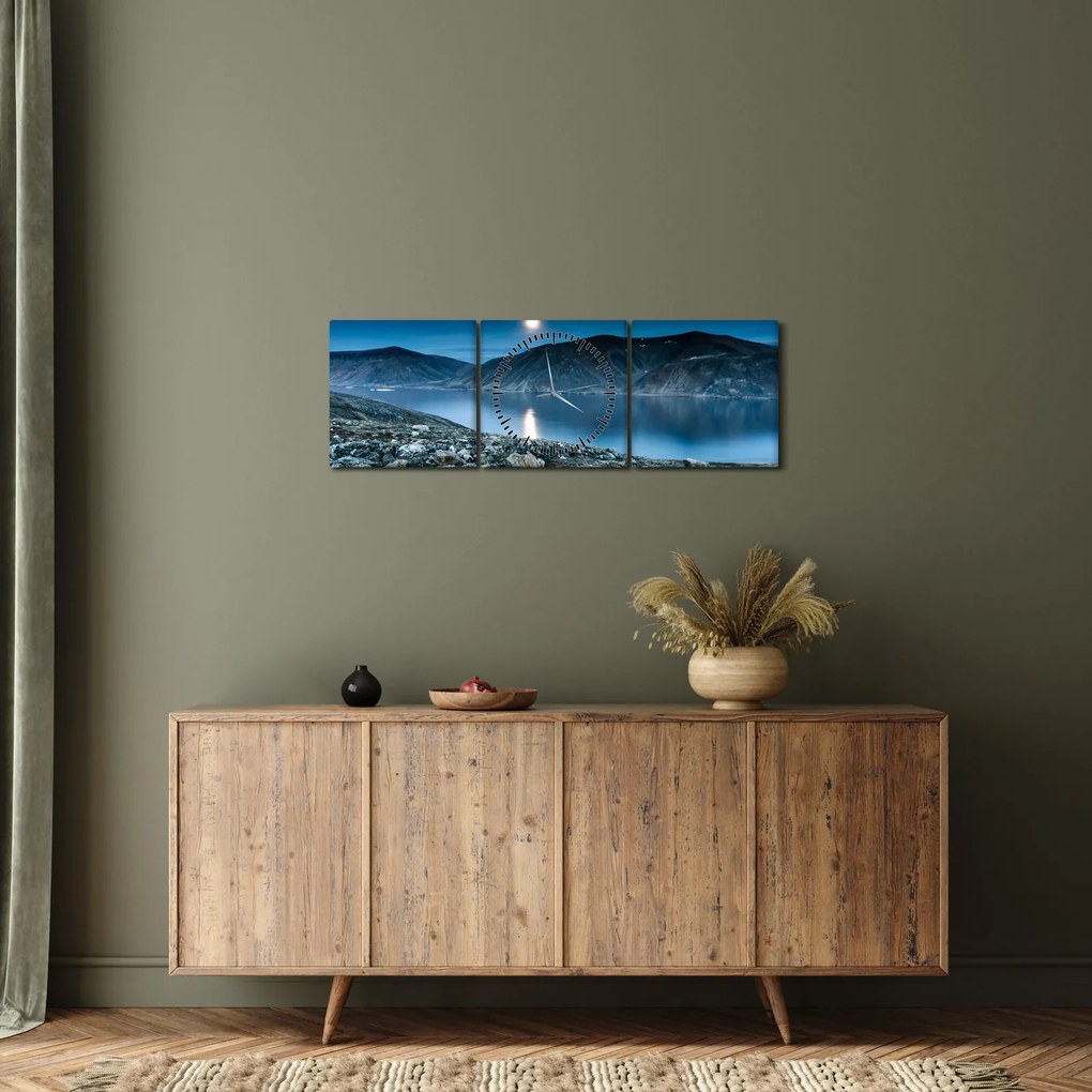 Tablou - Islanda noaptea (cu ceas) (90x30 cm)