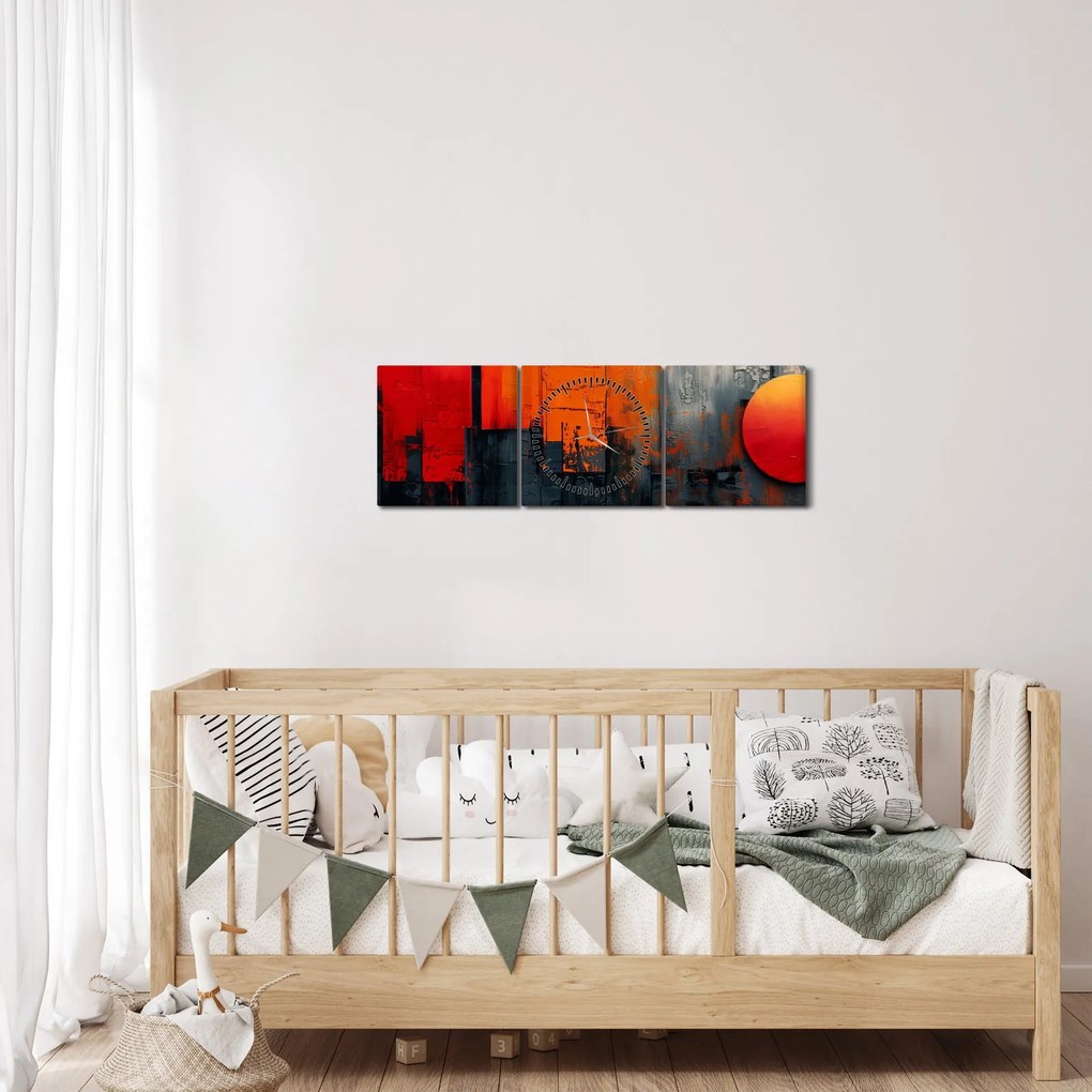 Tablou - Pictura abstractă a orașului (cu ceas) (90x30 cm)