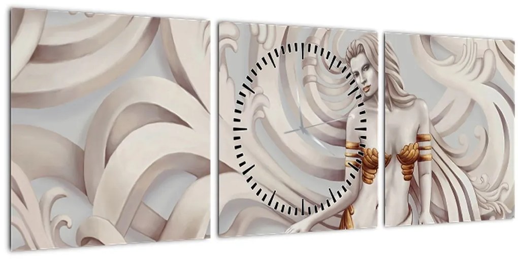 Tablou - Zeița motiv floral (cu ceas) (90x30 cm)