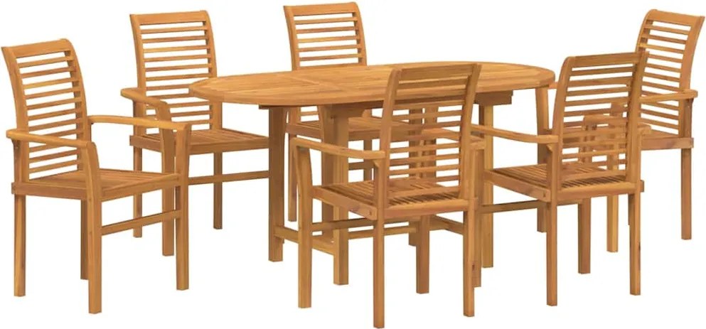 vidaXL Set de masă pentru grădină 7 pcs Maro Lemn solid de tec