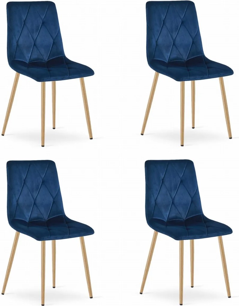 Scaun de dining din catifea albastra LIBRA