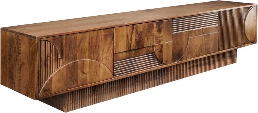 Comoda TV cu model optic 3D, Lemn mahon maro, ART DECO 200cm