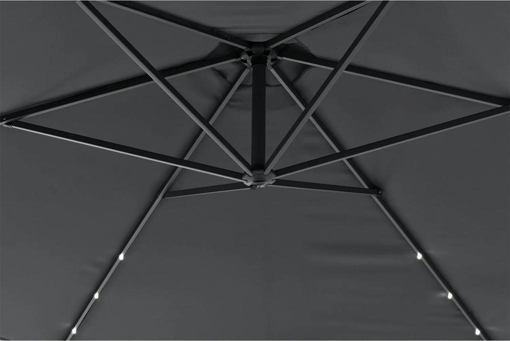 Umbrelã "Brazilia" O cu iluminare LED de 3,5 m, gri închis