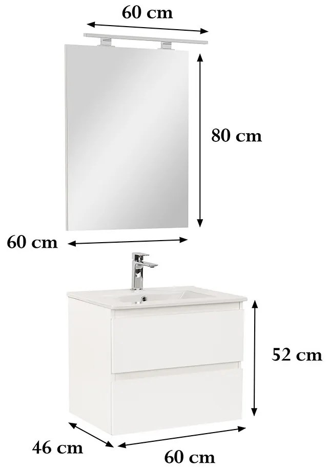 Mobilier complet de baie Vario Forte 60 alb-alb