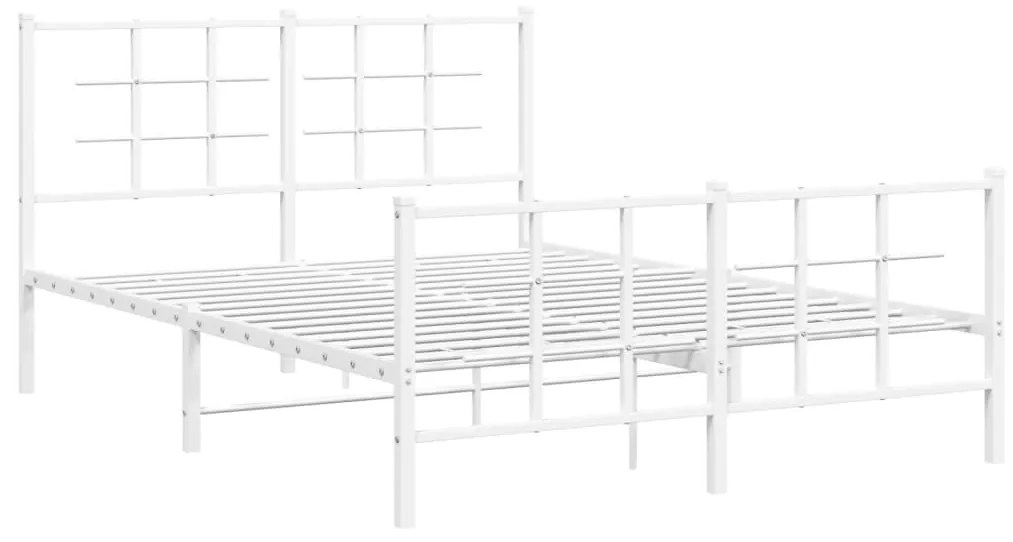 355628 vidaXL Cadru de pat metalic cu tăblie de cap/picioare, alb, 140x190 cm