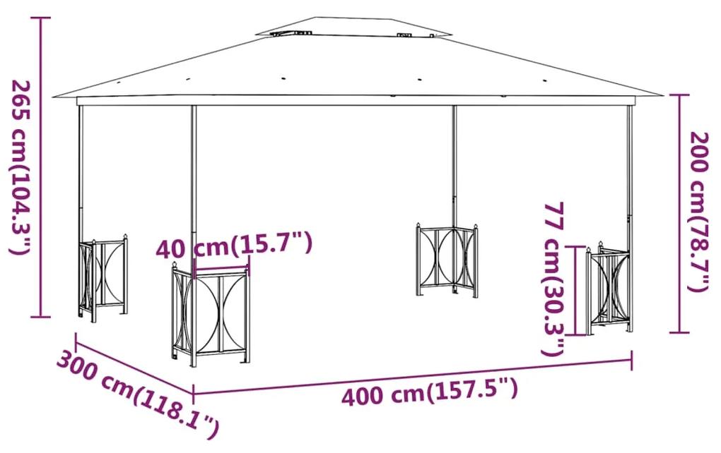 Foisor cu pereti laterali si acoperisuri duble antracit 3x4 m Antracit, 3 x 4 m