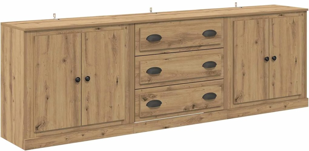 vidaXL Bufeturi cu sertar 3 pcs Stejar Artizanal 70 x 35,5 x 67,5 cm