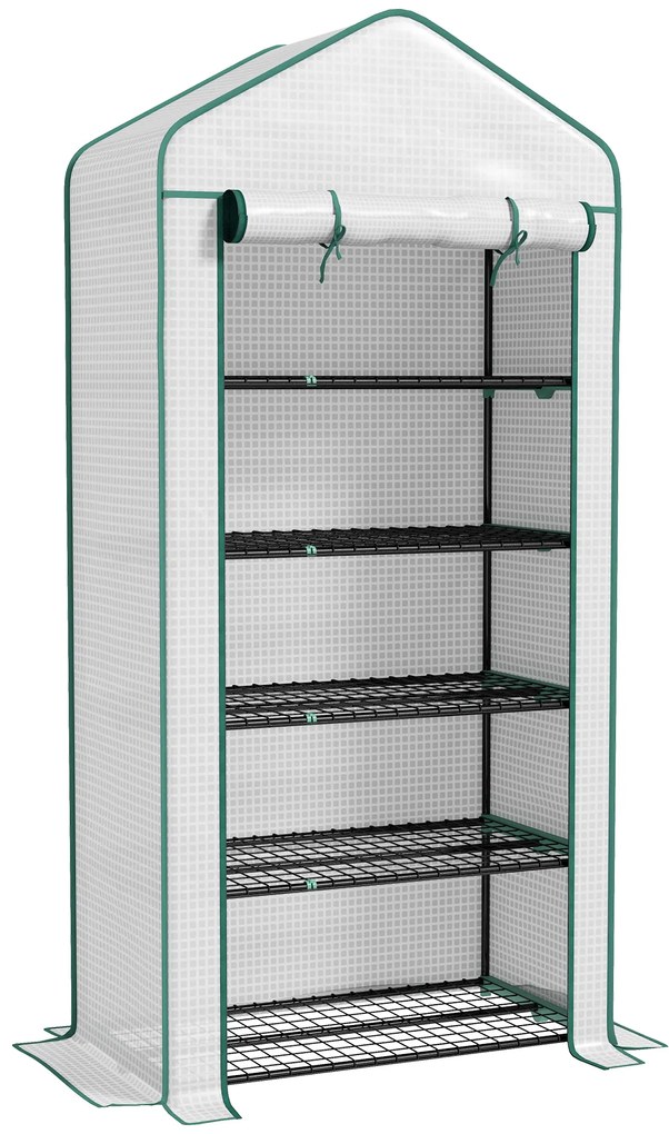 Outsunny Seră de grădină Seră 5 nivele cu o ușă rulantă, Foliu din PE Rezistent întărit dim. 90L x 49l x 193H cm | Aosom Romania