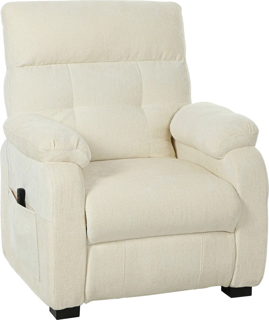 HOMCOM Fotoliu Relax Electric Reclinabil 150° cu Suport pentru Picioare, Șezut Spațios, Fotoliu Silențios, Port USB, Funcție Memory, Telecomandă, din Catifea, pentru Living, Alb | Aosom Romania