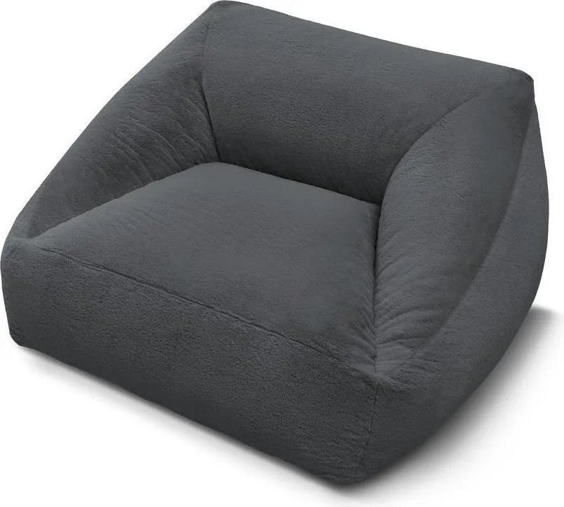 Fotoliu bean bag gri închis cu tapițerie din blană artificială Lilibet – Bobochic Paris