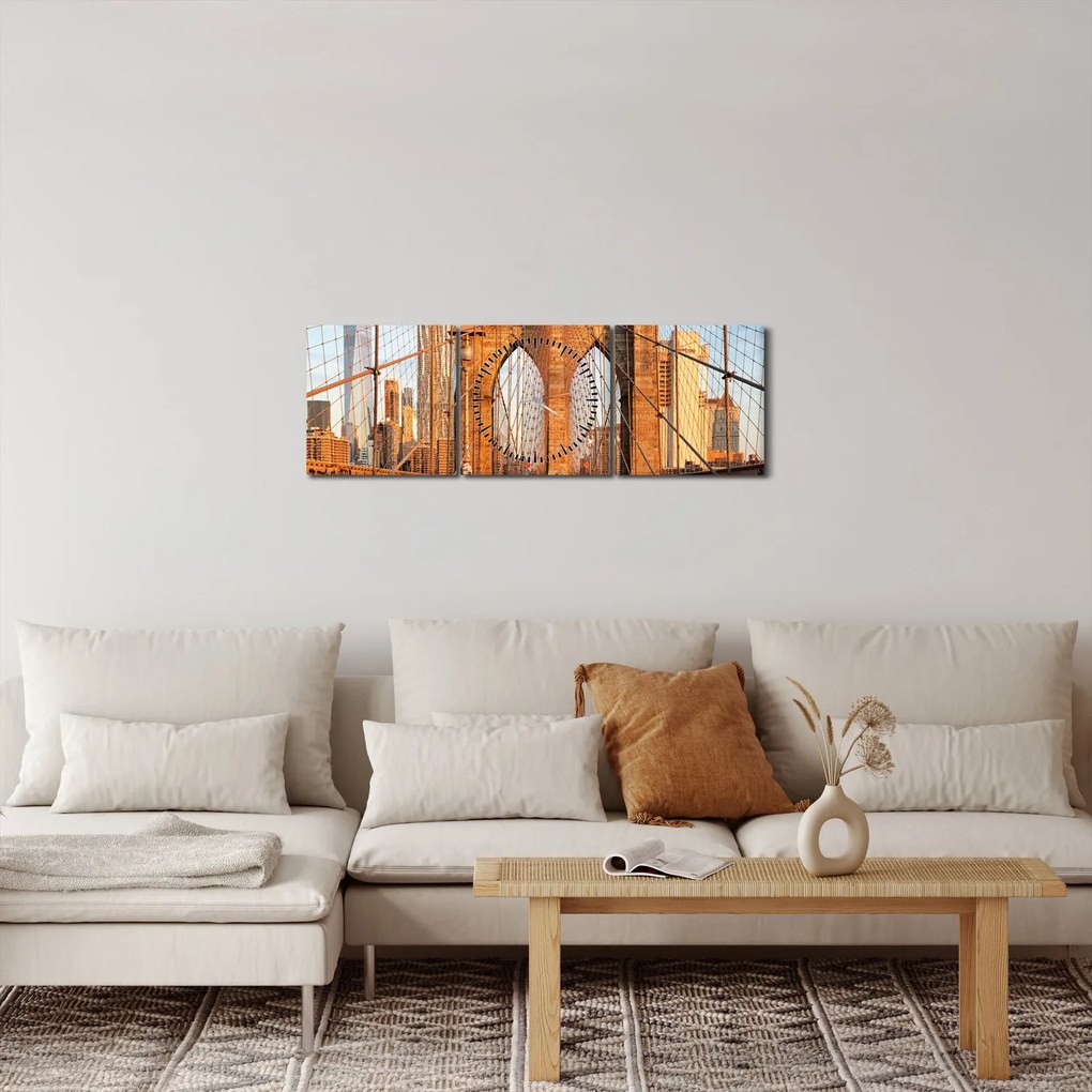 Tablou - Podul Brooklyn (cu ceas) (90x30 cm)