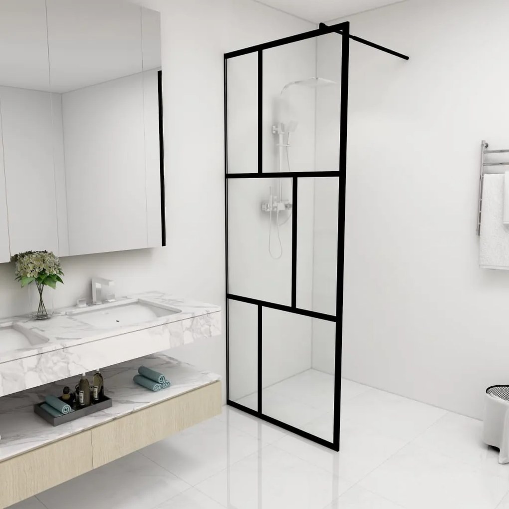Paravan de dus walk-in, negru, 80x195 cm, sticla securizata 80 x 195 cm