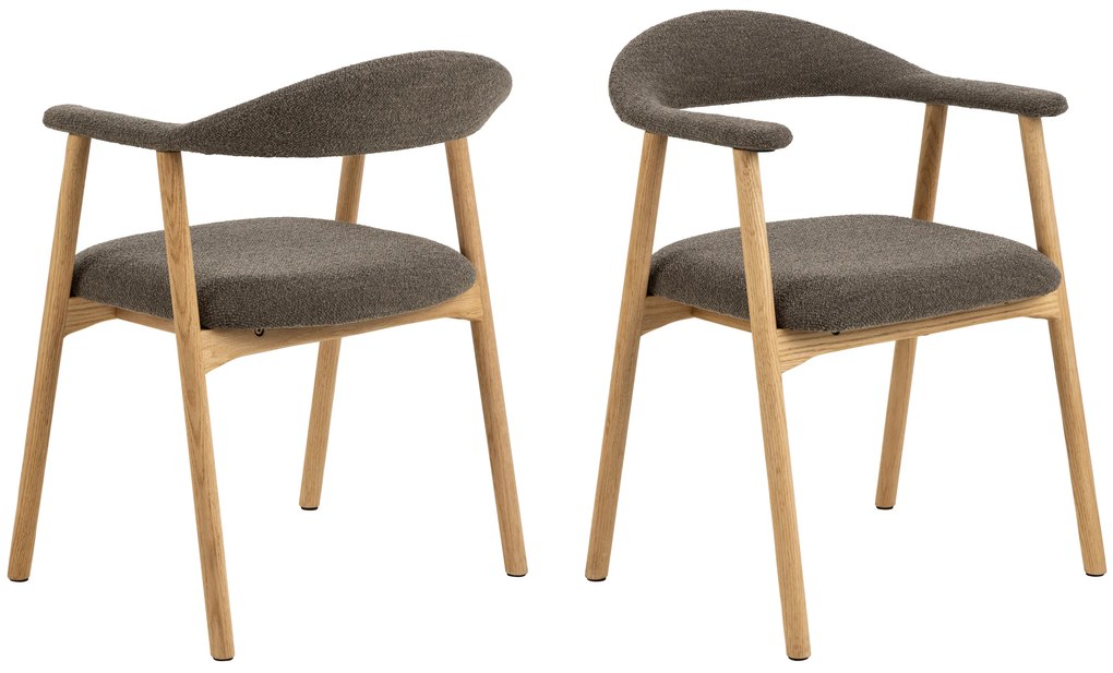 MAZZONI EXPORT ADELE Maro Taupe (țesătură Monza 40)/cadru Stejar Natural - SCAUN DIN LEMN BOUCLÉ PENTRU SALON SUFRAGERIE BUCĂTĂRIE RETRO