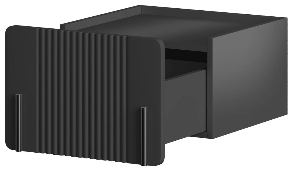 Noptieră Malmi 45 cm suspendată cu sertar - negru mat / negru