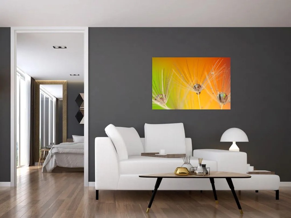 Tablou cu picături pe plantă (90x60 cm)