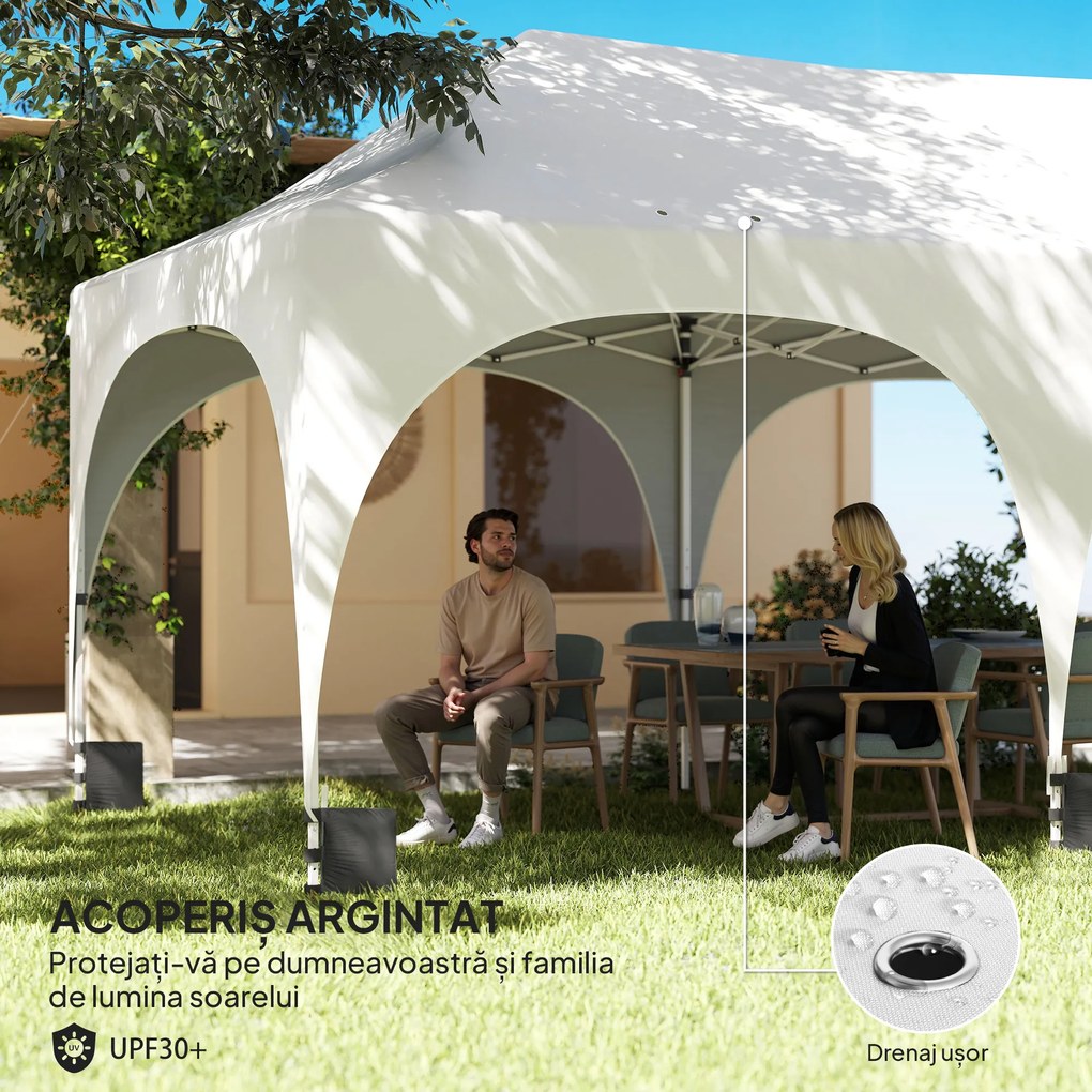 Outsunny Gazebo pliabil 3x6 m, cu pereți detașabili, saci cu nisip, geantă de transport și protecție UV30+, gri deschis/alb | Aosom Romania