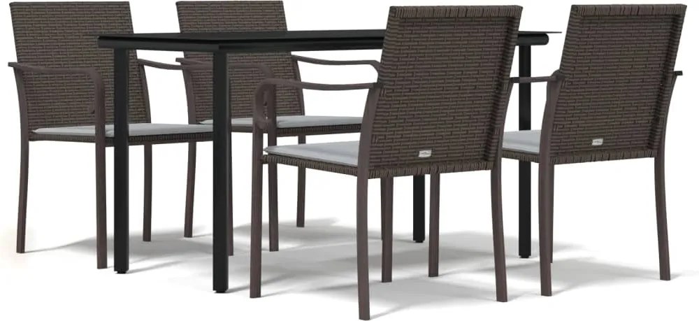 vidaXL Set mobilier de grădină cu perne, 5 piese, poliratan și oțel
