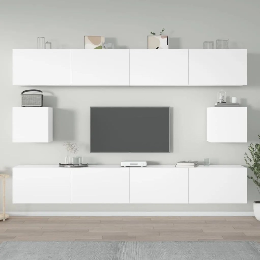 vidaXL Set dulap TV, 6 piese, alb, lemn prelucrat