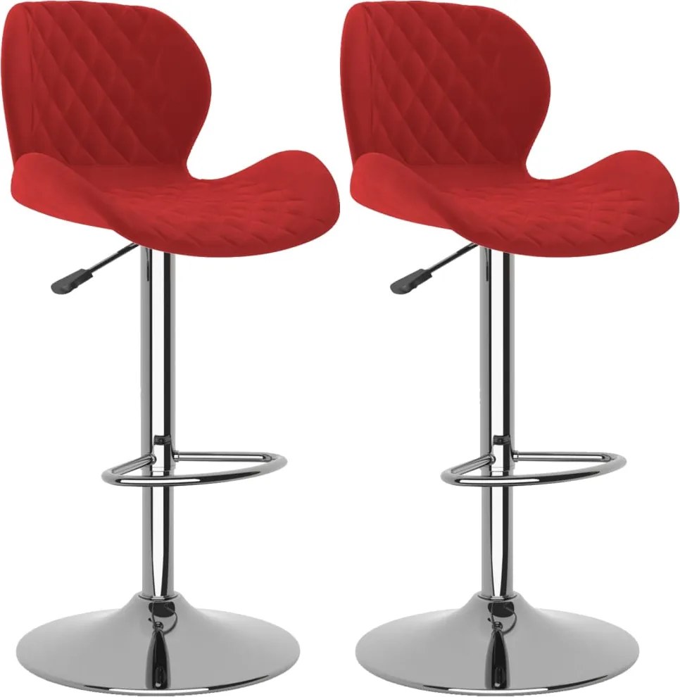 vidaXL Scaune de bar, 2 buc., roșu vin, catifea