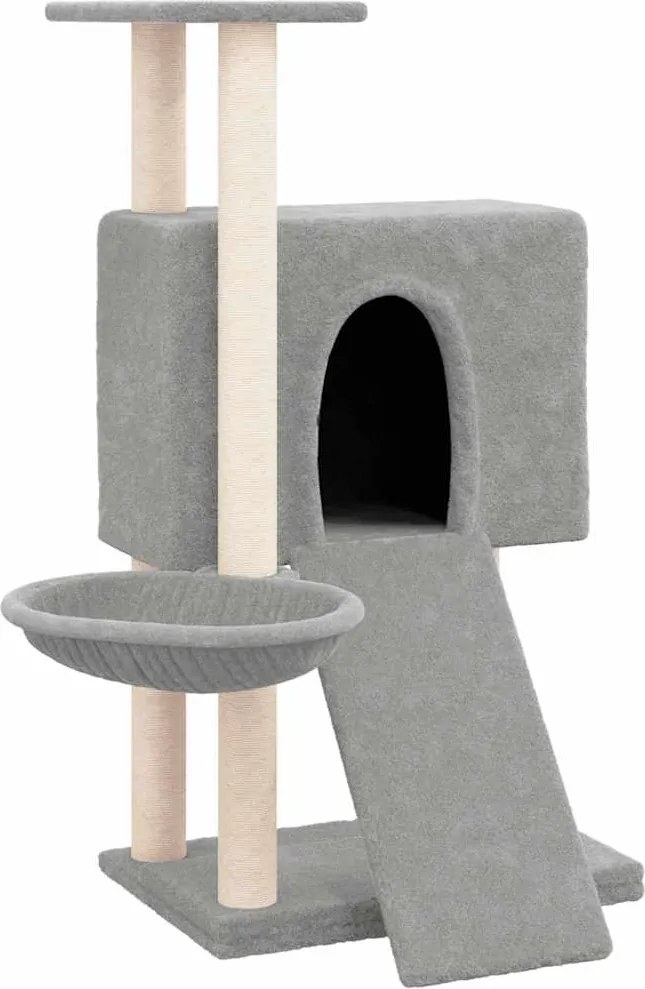 vidaXL Ansamblu de pisici, stâlpi din funie sisal, gri deschis, 96 cm