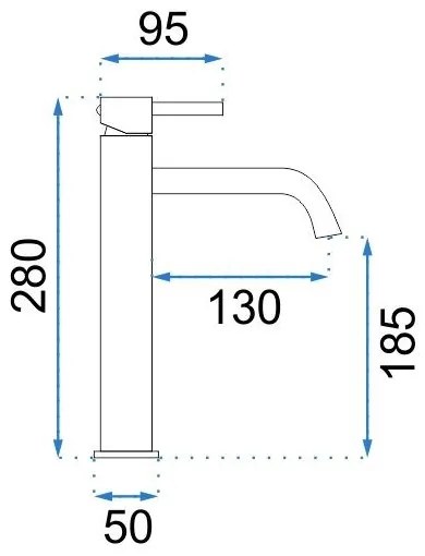 Baterie pentru lavoar LUNGO 28 cm, aurie - REA-B9409