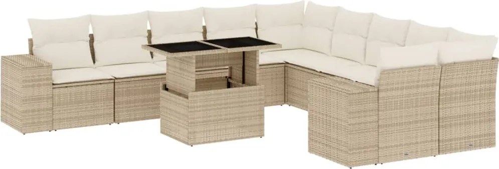 vidaXL Set canapele de grădină cu perne, 11 piese, bej, poliratan