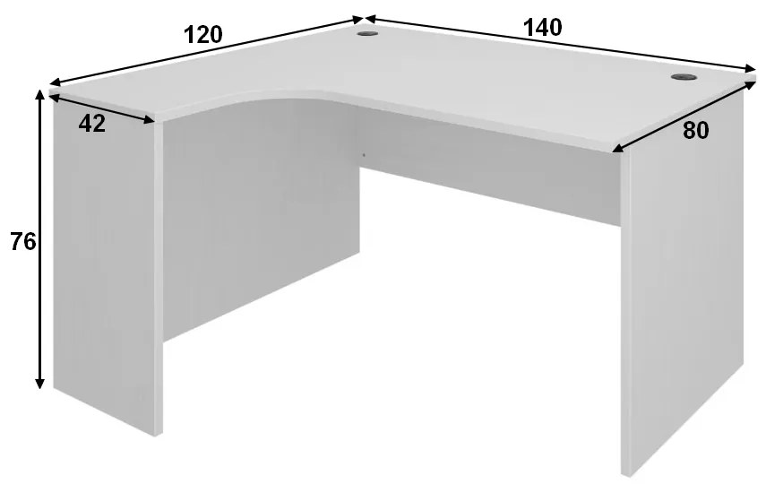 Birou de coltar SimpleOffice 140 x 120 cm, stanga, stejar deschis / gri