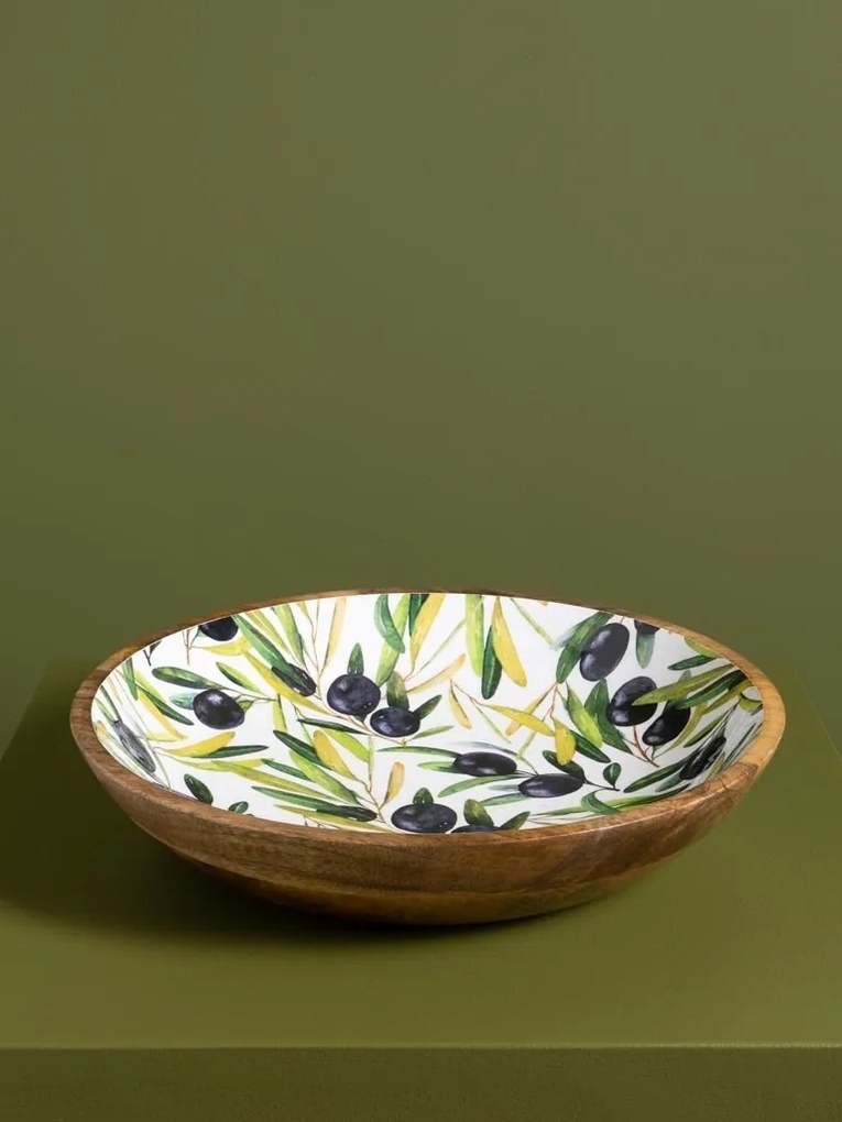 Platou rotund din lemn de mango, Ø38 cm, "Olives"