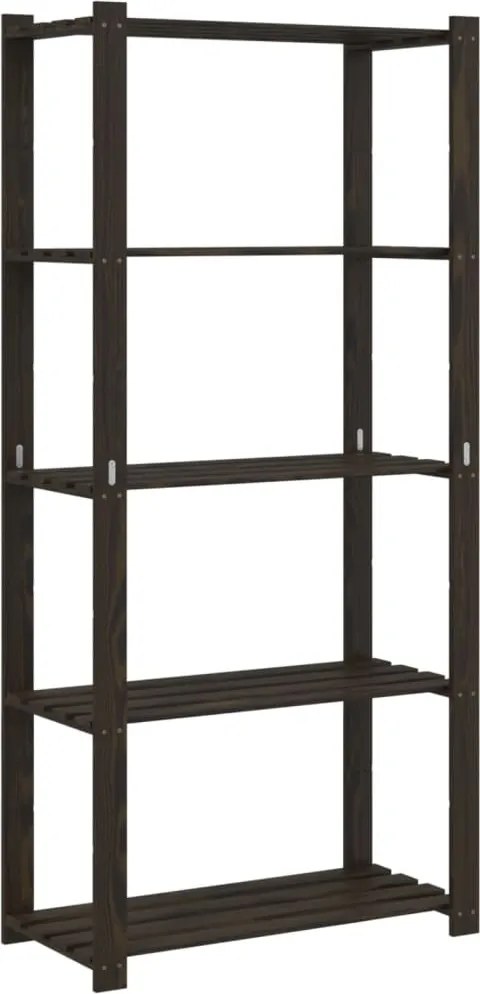 vidaXL Suport depozitare 5 niveluri negru 80x38x170 cm lemn masiv pin