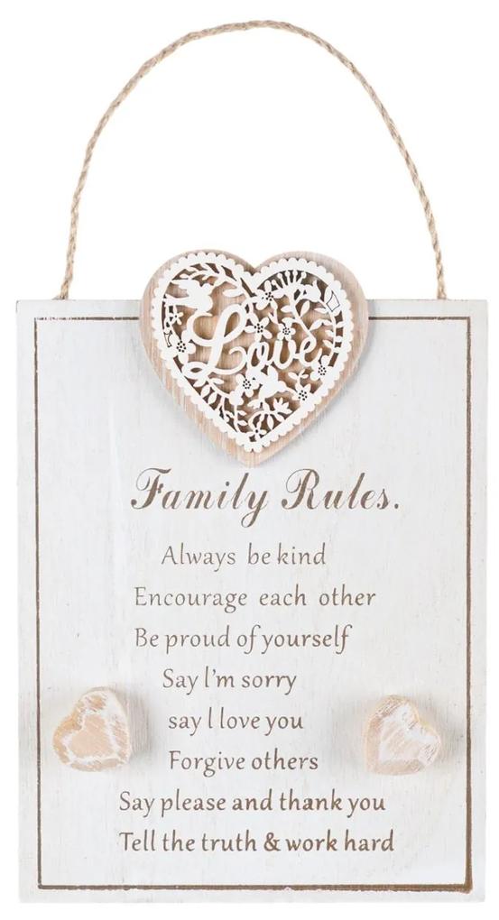 Tableta din lemn decorativa-Family Rules 14.5x20 cm