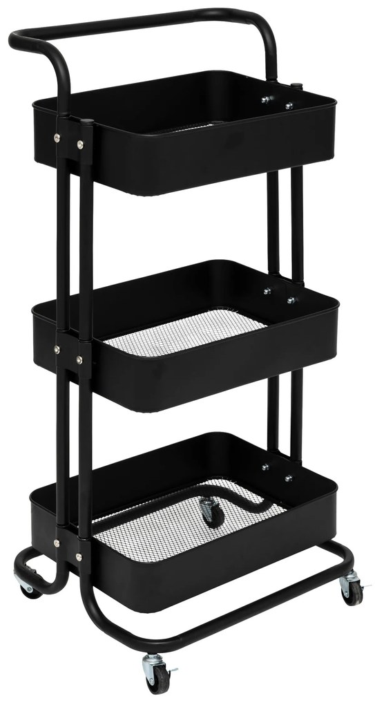 Cărucior de bucătărie BLACK EDITION, 3 niveluri, 45 x 36,5 x 86 cm