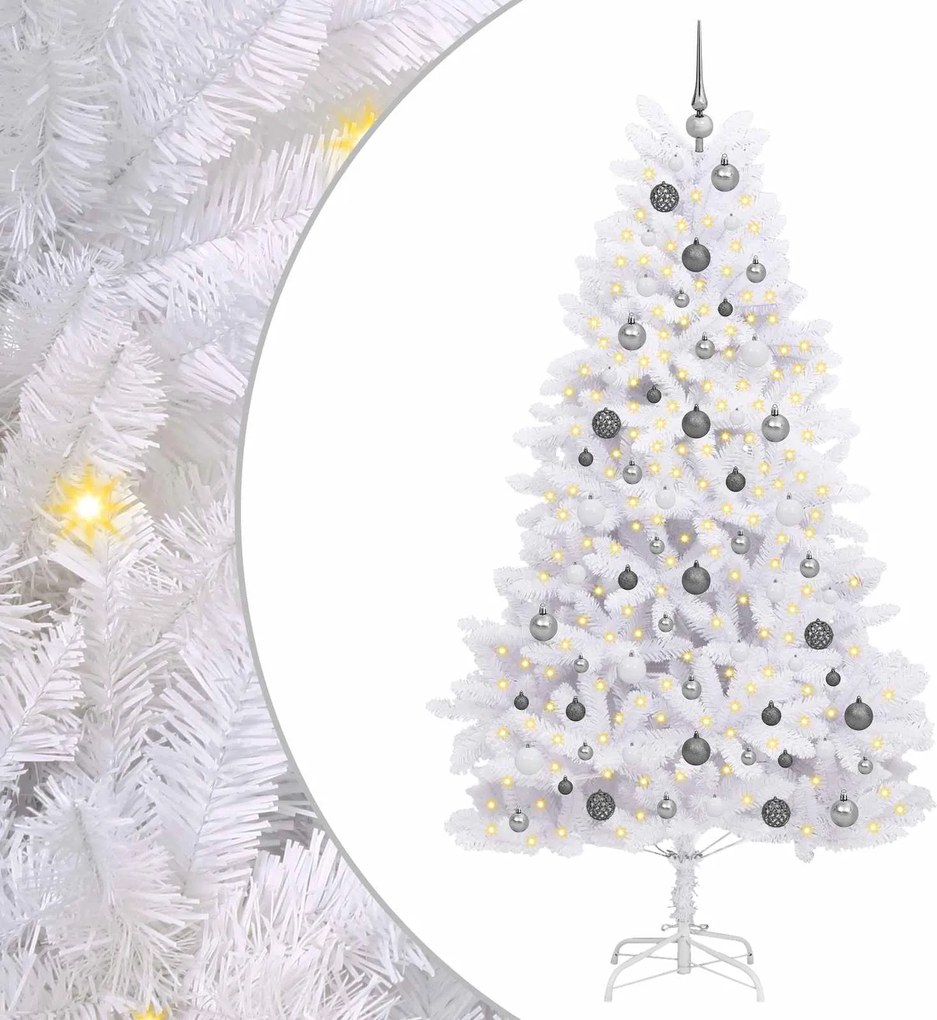 vidaXL Brad de Crăciun artificial Alb 106 x 106 x 210 cm PVC și Metal