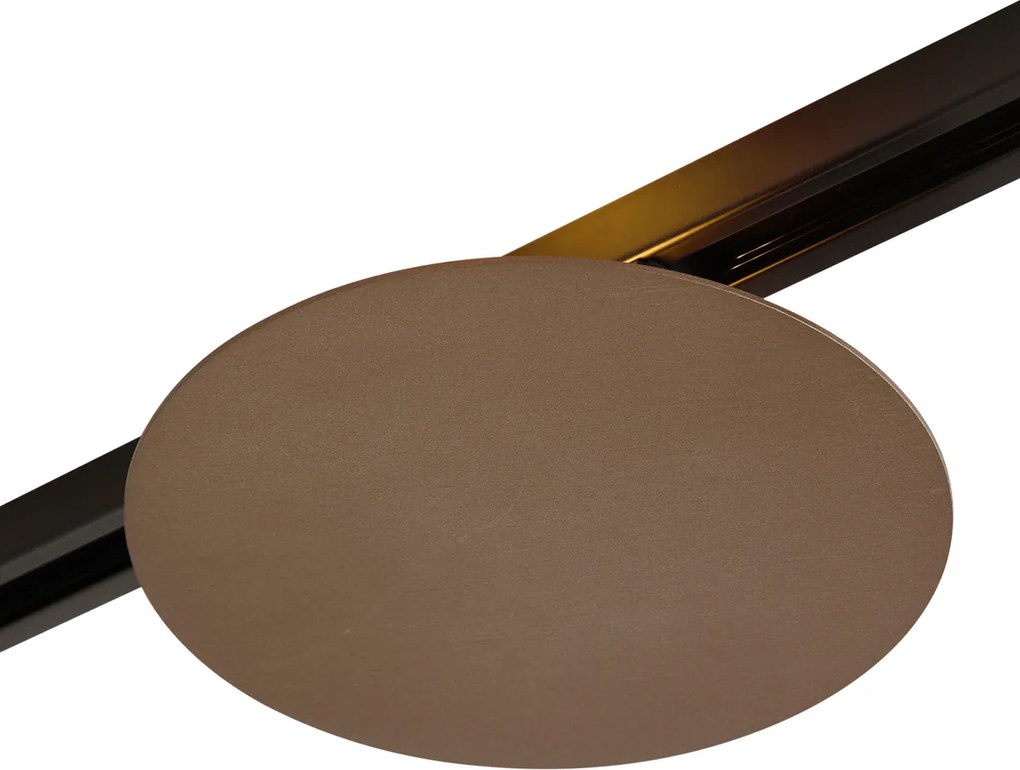 Modern railsysteem zwart met 3 hanglampen en 2 plafondlampen brons 1-fase - Iconic Lloyd Pulley