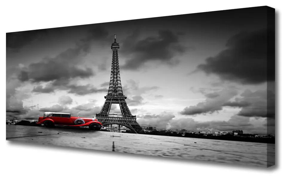 Tablou pe panza canvas Turnul Eiffel Car Arhitectura Gri Roșu