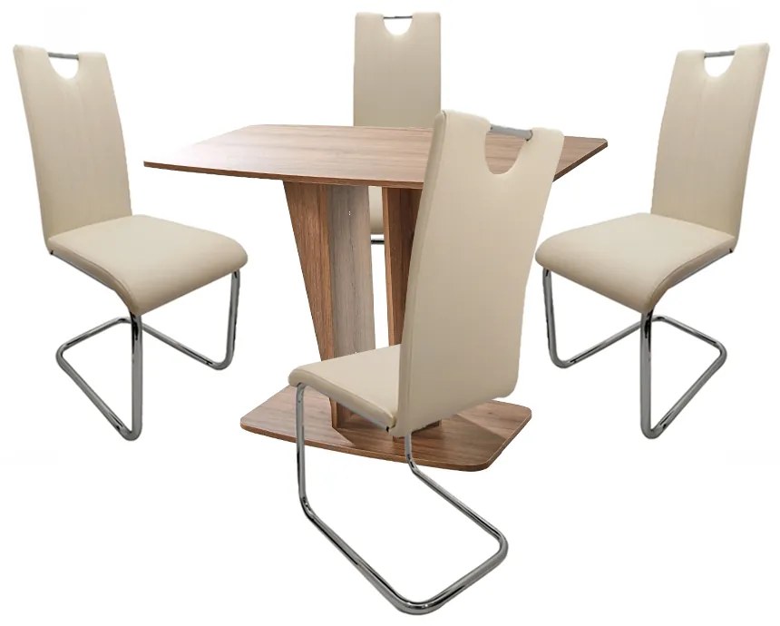 Set Masa Fixa Pal Nuc  Si  4 Scaune Bucatarie/Dining Hyllda Crem
