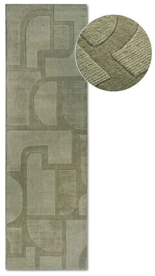 Covor tip traversă verde țesut manual din lână 80x250 cm Alexis – Villeroy&amp;Boch