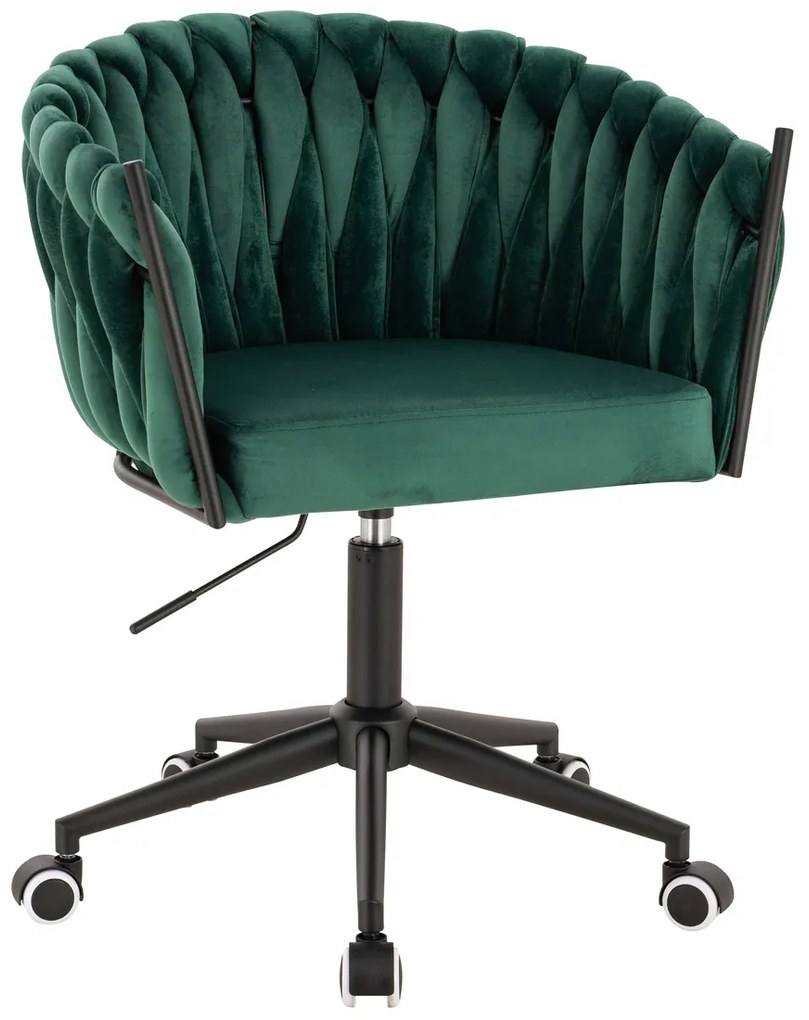 HR750K Scaun Verde din Catifea cu Bază Neagră