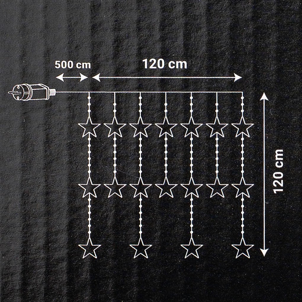 Ghirlandă luminoasă pentru exterior Stars, 120x120 cm LED, alb rece, temporizator, 8 funcții, 120 cm
