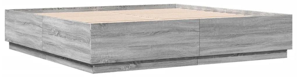 3209679 vidaXL Cadru de pat, gri sonoma, 200x200 cm, lemn prelucrat