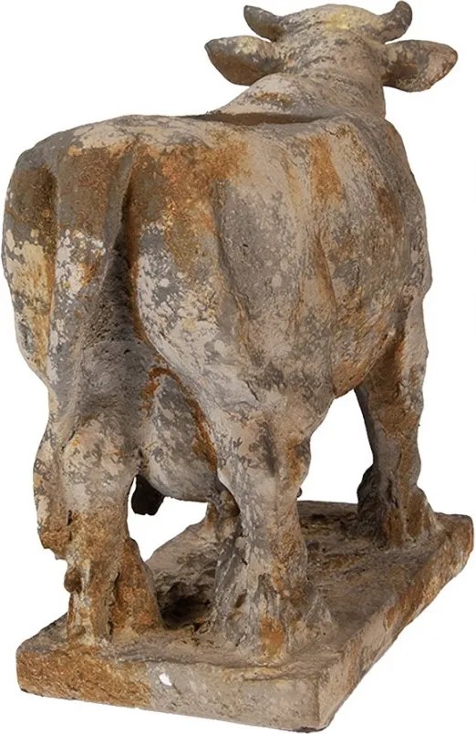 Ghiveci decorativ în formă de vacă, gri, din ceramică, stil brocante, 36x15x28 cm