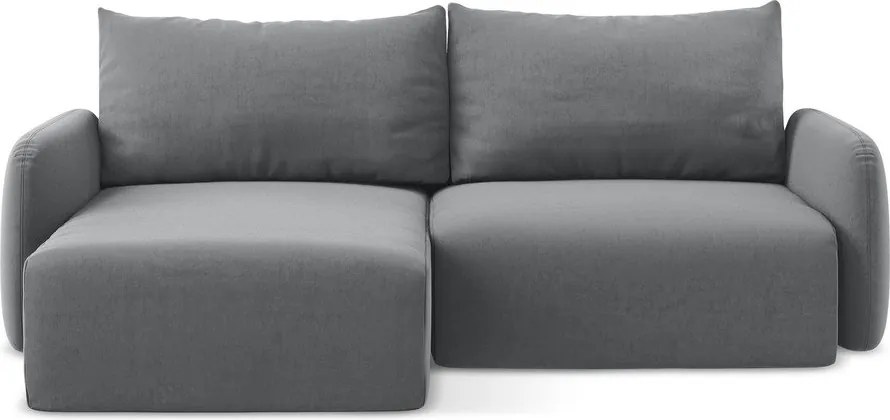 Colțar gri extensibil/cu spațiu de depozitare cu tapițerie din catifea (cu colț pe partea stângă/cu șezlong) Kalena – Makamii