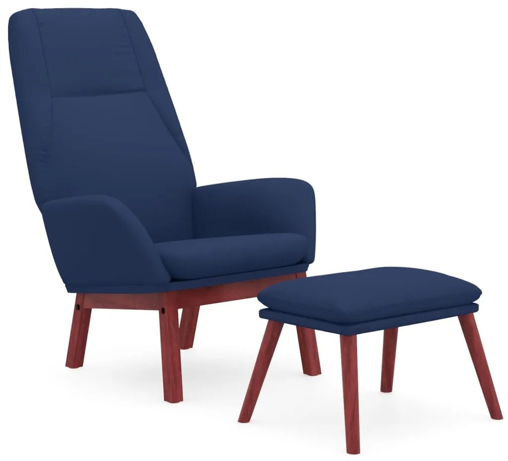 3097875 vidaXL Scaun de relaxare cu taburet, albastru, textil