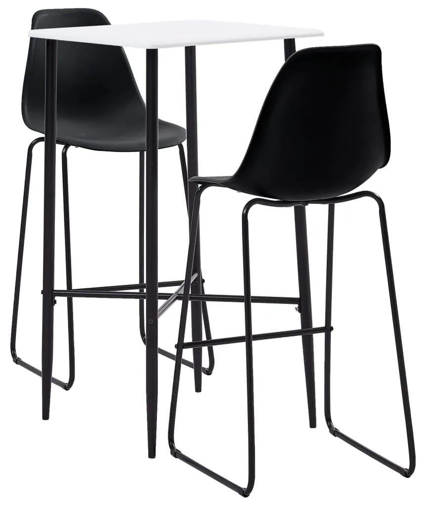 3051301 vidaXL Set mobilier de bar, 3 piese, negru, plastic