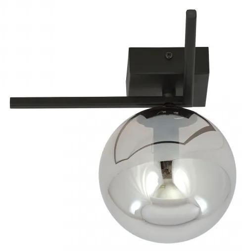 Plafoniera moderna neagra cu un glob din sticla fumurie Imago 1G