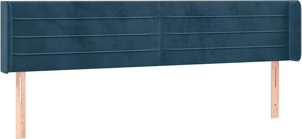 vidaXL Tăblie pat cu aripioare albastru închis 183x16x78/88 cm catifea