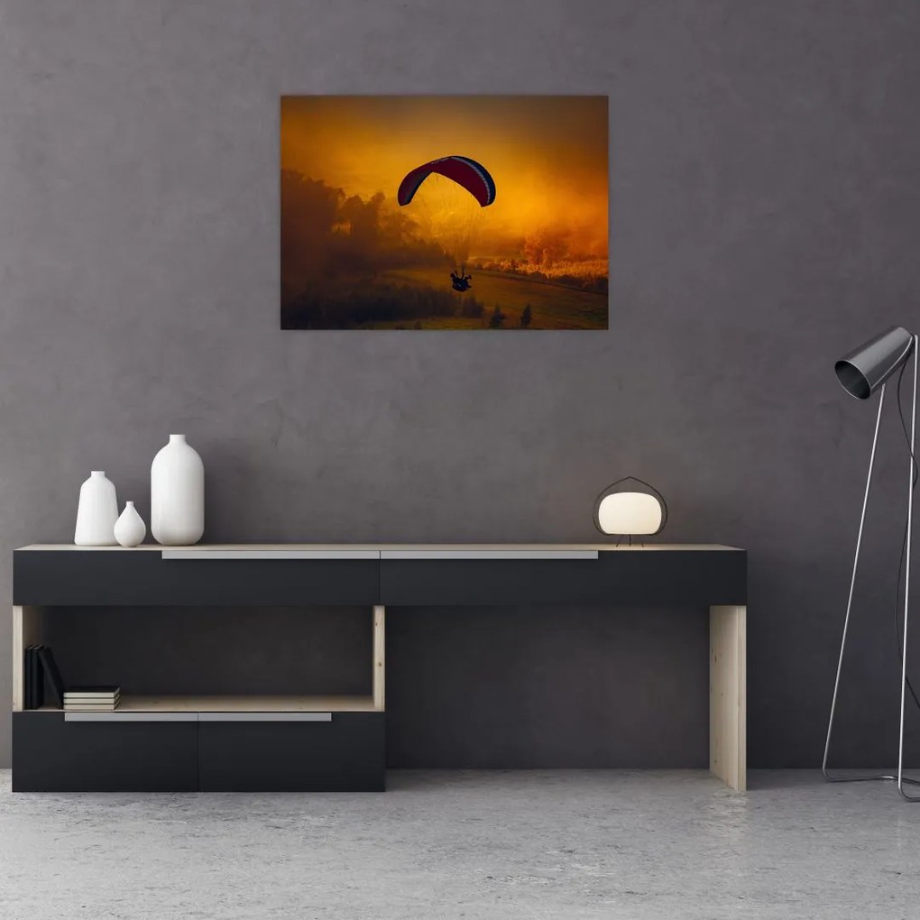 Tablou cu parașutistul în apus de soare (70x50 cm)