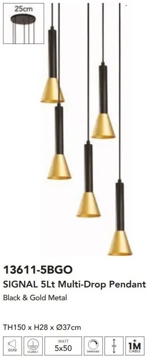 Lustra cu 5 pendule design modern Signal